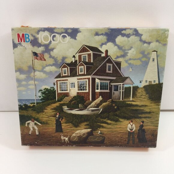 Charles Wysocki's Americana MB 1000 Piece Puzzle 4679-11 Lake House Lighthouse - Picture 1 of 9